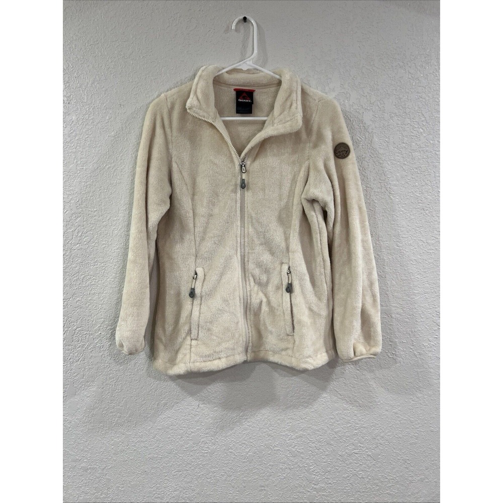 Gerry Jacket Adult Sz Small Ivory Full Zip Fleece Outdoors Hiking Logo